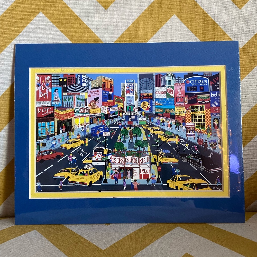Beautiful Pat Singer Times Square-New York City print w/ mat